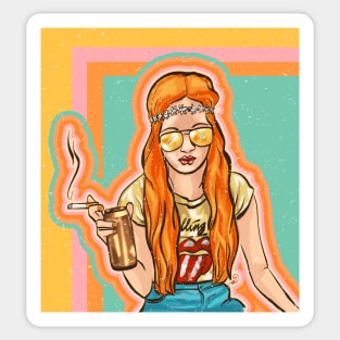 Badass Woman 70s Retro Sticker